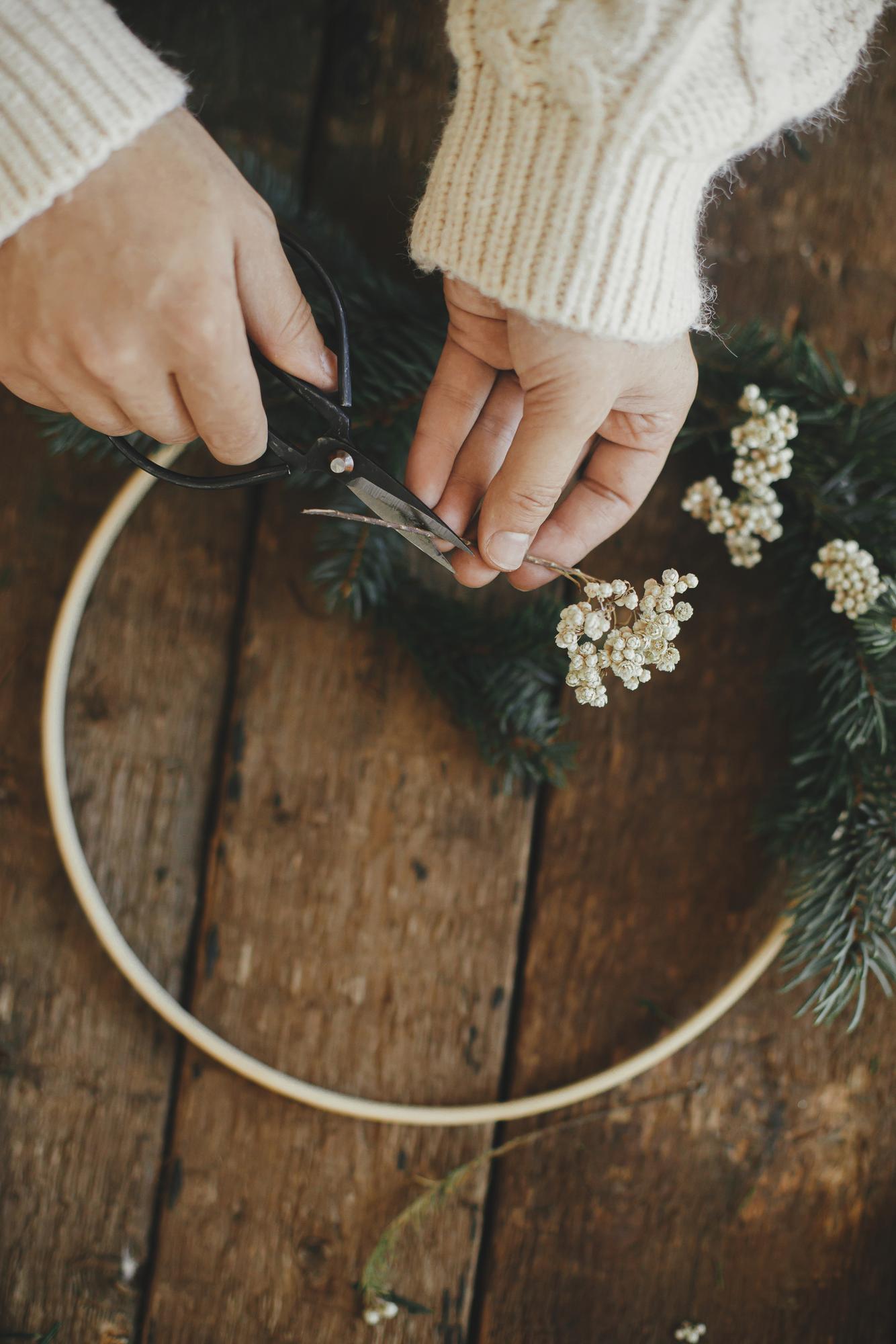 Close-up of hand embroidery hoop and thread